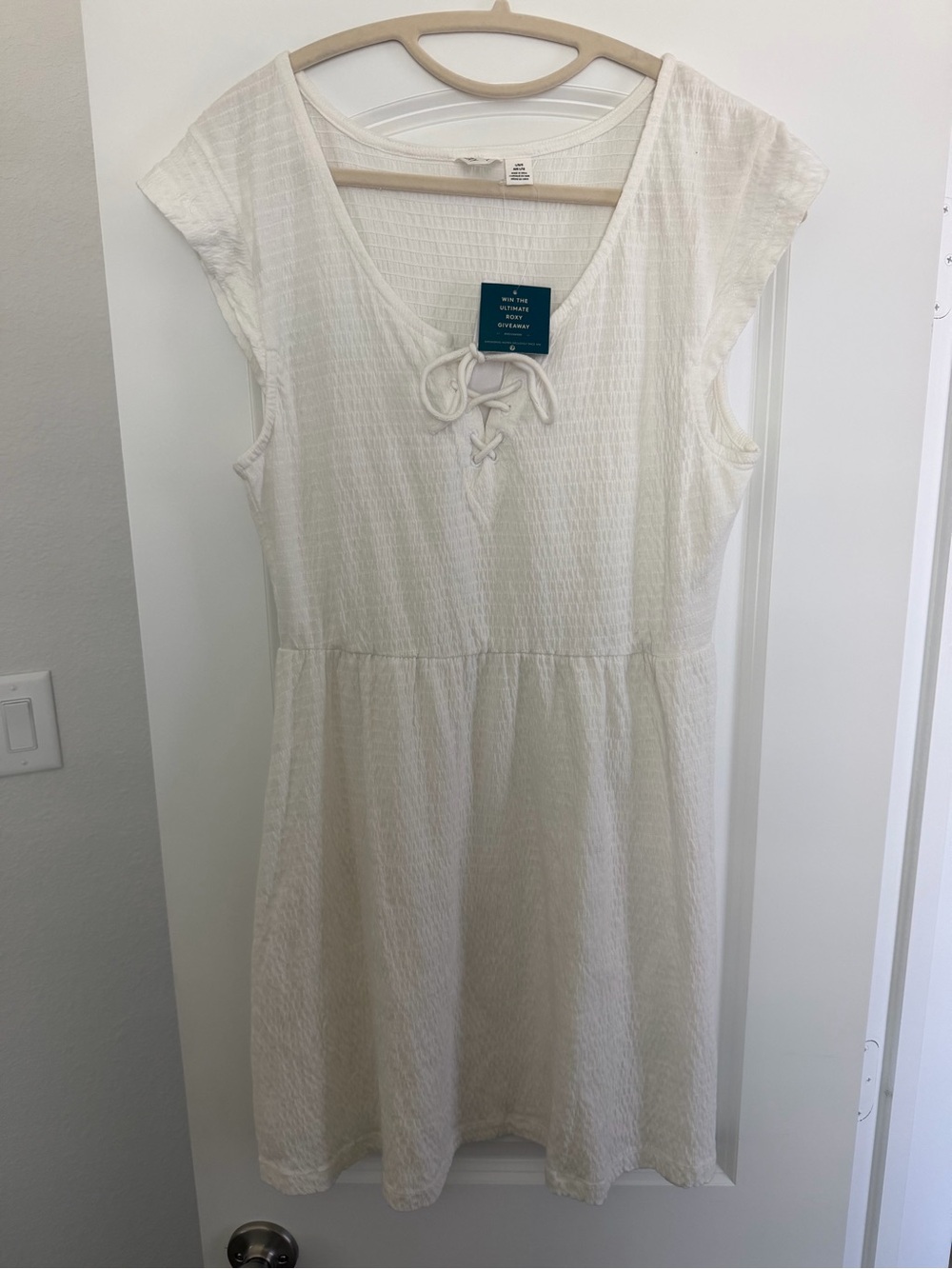 Roxy Cream Lace-Up Mini Dress